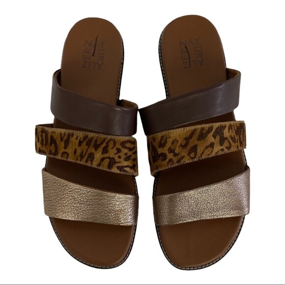 NEW Naturalizer Kellie Slide Sandals Leather Comfort Slip On Slides Size 10 Boho - Picture 5 of 9